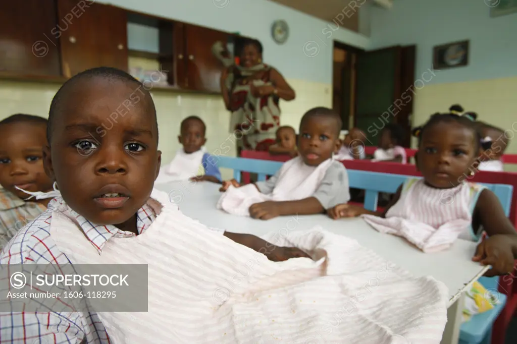 Togo, Lom, Nursery & Kindergarten run by catholic nuns Meal time
