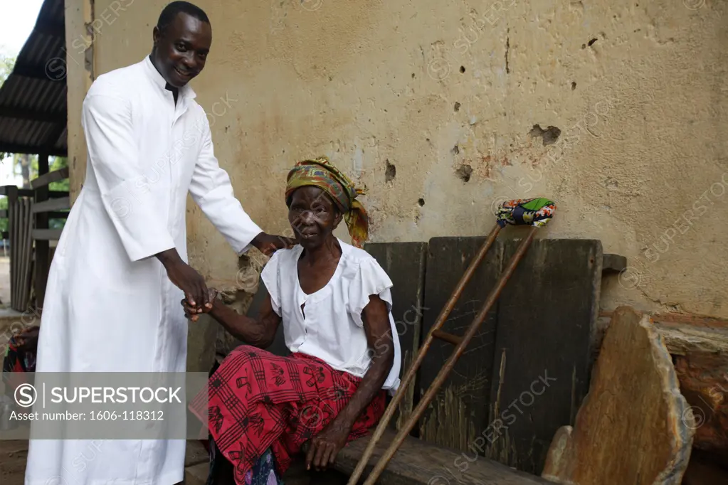 Togo, Akata Djokpe, Catholic priest in Akata Djokpe lepers' village