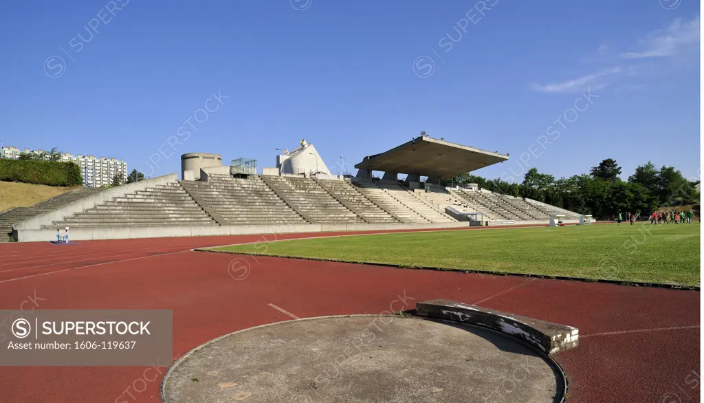 France, Rhne-Alpes, Loire, Firminy, stadium (Architects : Le Corbusier, Andr Wogenscky, Fernand Gardien)