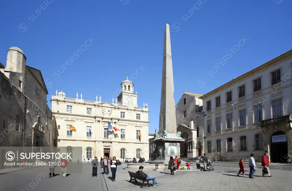 France, Provence, Bouches du Rhne, Arles, city hall, obelisk