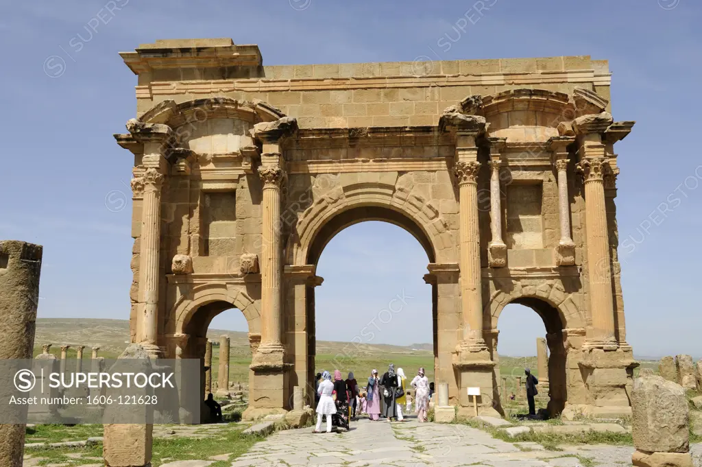 Algeria, Timgad, archaeological site, arch of Trajan