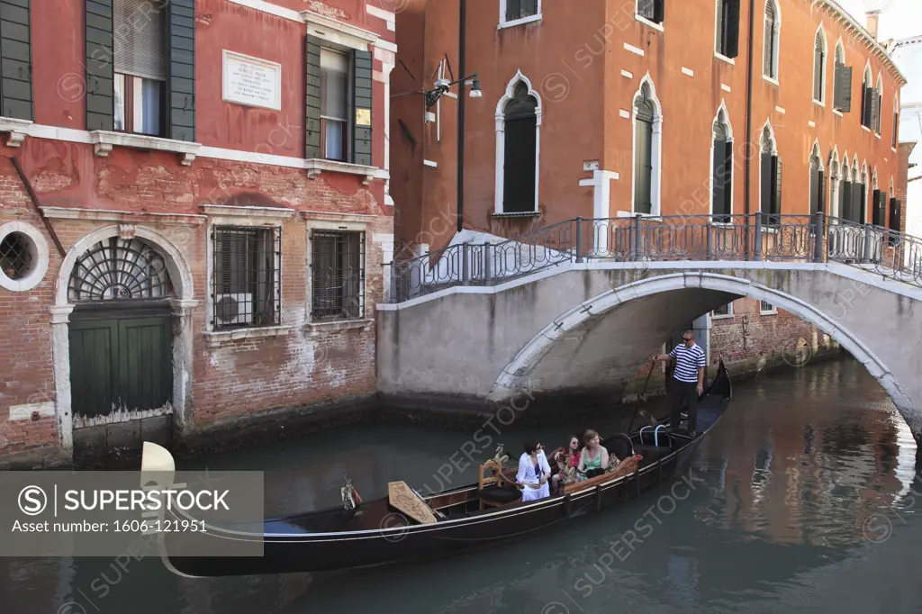 Italy, Venice, canal scene, gondola, tourists