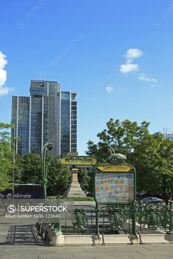 Canada, Quebec, Montral, Square Victoria, french subway entrance (Hector Guimard)