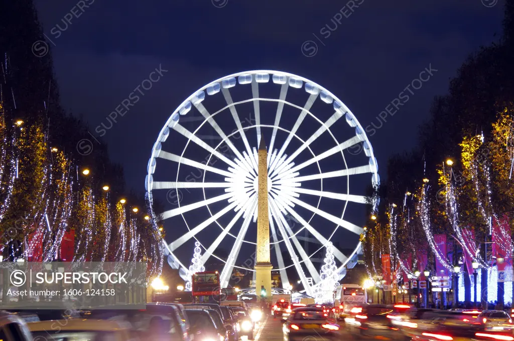 France, Paris, Champs Elyses, Concorde square, ferris wheel