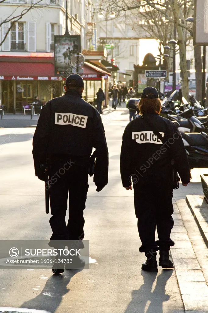 France, Paris, policemen in the street