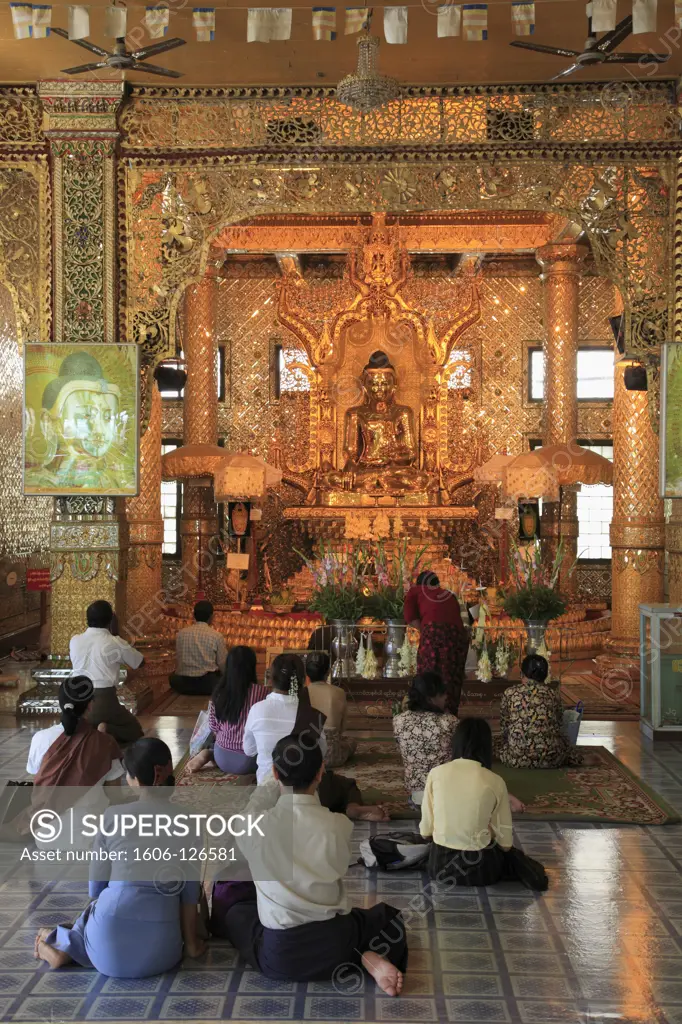 Myanmar, Burma, Yangon, Rangoon, Botataung Pagoda; people praying