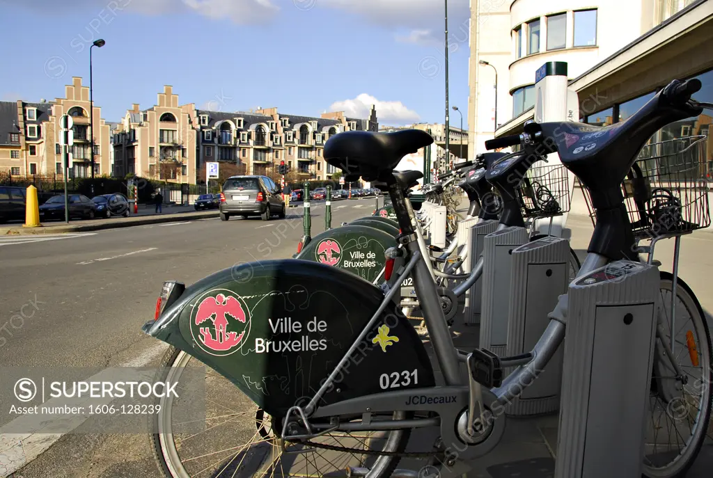 Belgium, Brussels, self-service bikes