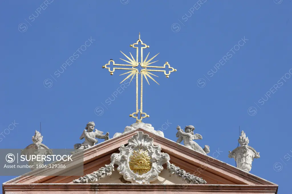 Austria, Lower Austria, Gottweig. Gottweig benedictine abbey. Catholic cross.  Austria.