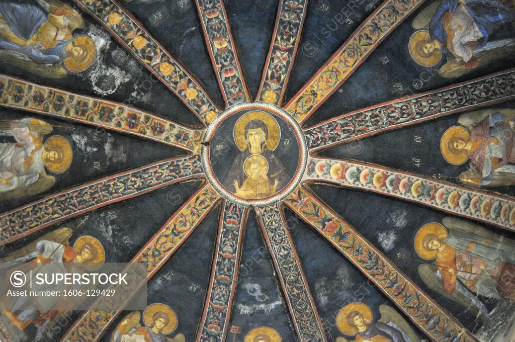 Turkey, Istanbul, Istanbul. Ceiling of 11-th century Saint Saviour in Chora church (Kariye Camii)  Turkey.