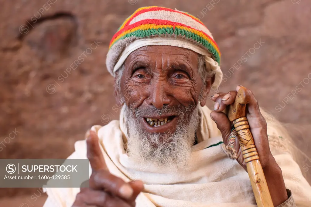 Ethiopia, Wollo, Lalibela. Pilgrim in Lalibela Ethiopia.