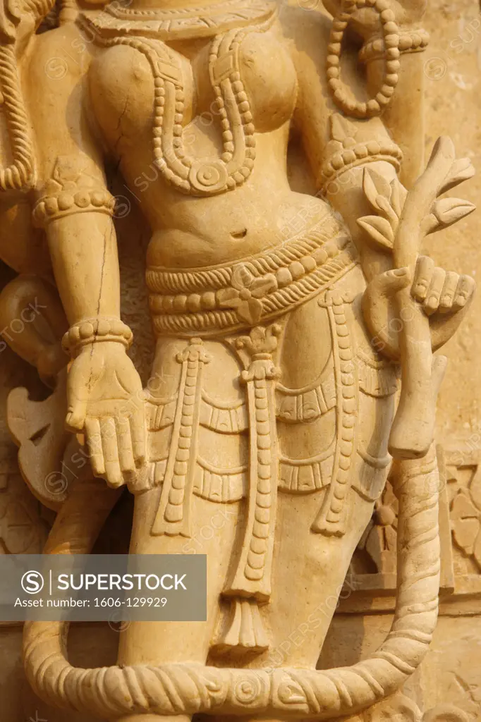 India, Uttarhakand, Haridwar. Pashtunath jain temple sculpture : apsara India.