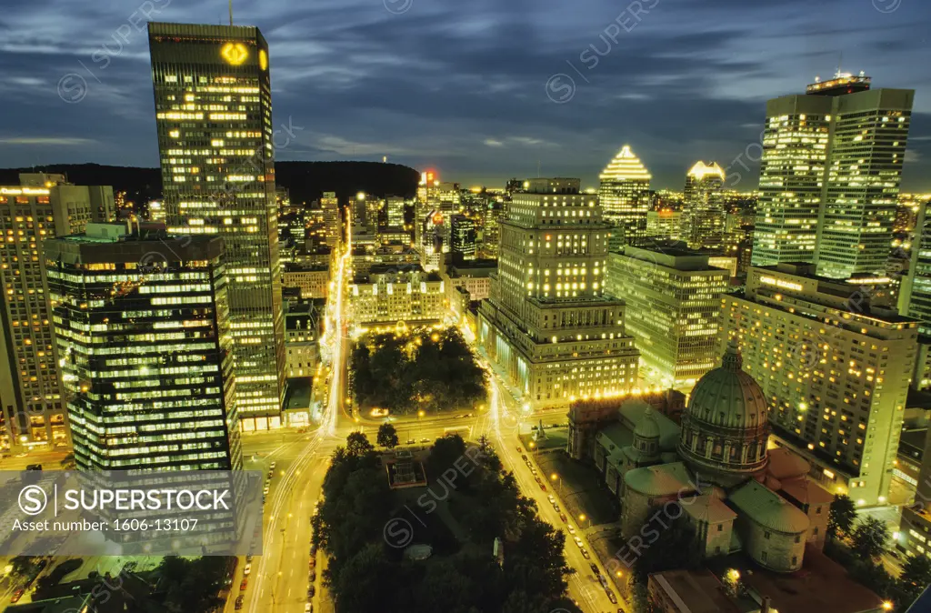 Canada, Montreal, general view, by night