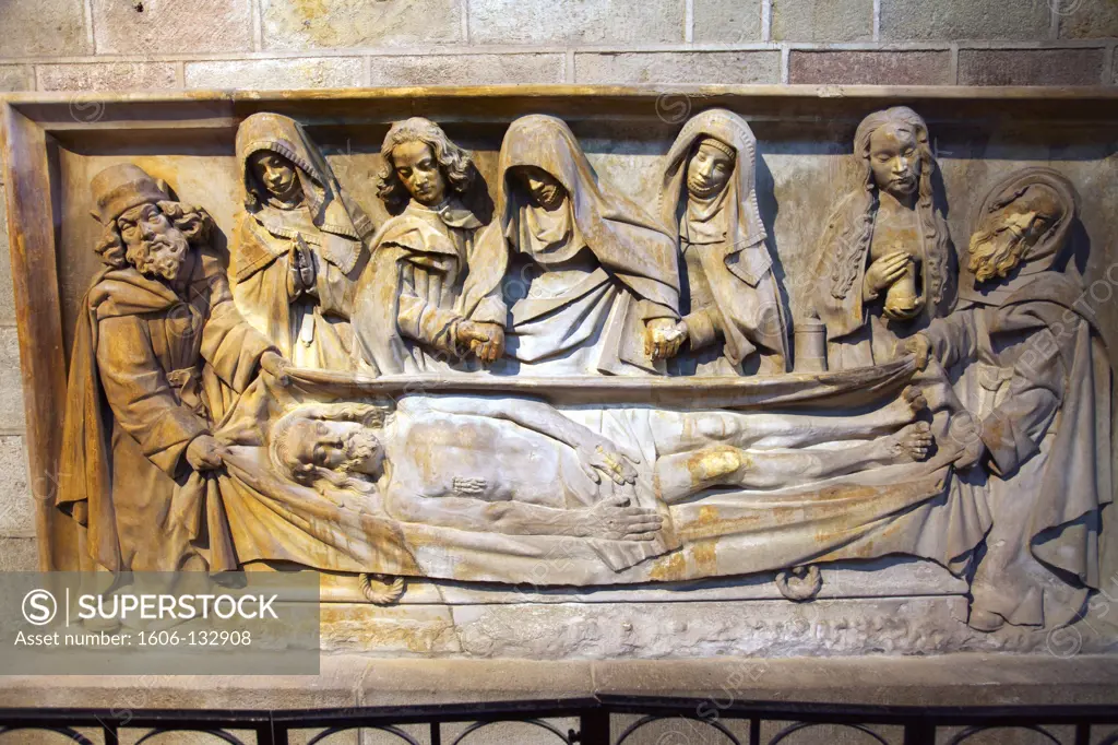 France, Auvergne, Allier (03), Souvigny, Saint Pierre Saint Paul chuch, Christ's entombment from 16th century