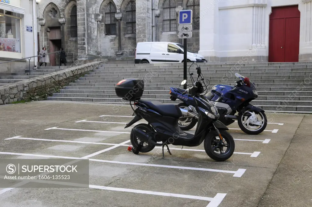 Western France, Nantes, two wheeler parking