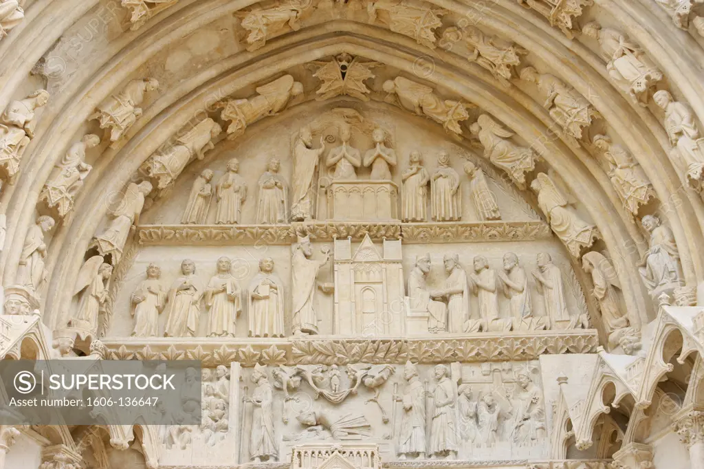 France, Cher, Bourges. Bourges cathedral. West Gate. Saint-Ursin tympanum France
