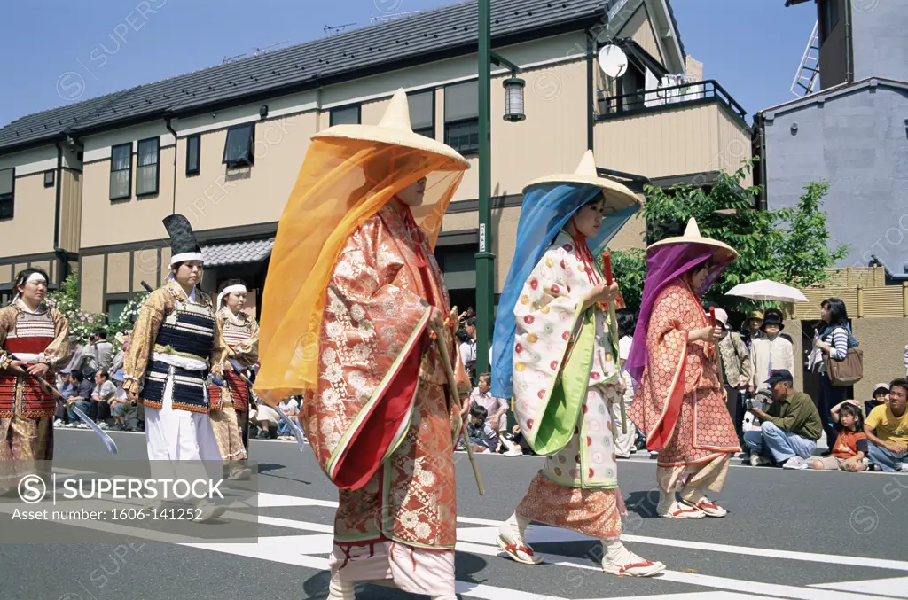 Japan,Kanagawa,Odawara,Japanese Warriors Procession FestivalGirls Dressed in Heian Period Costume