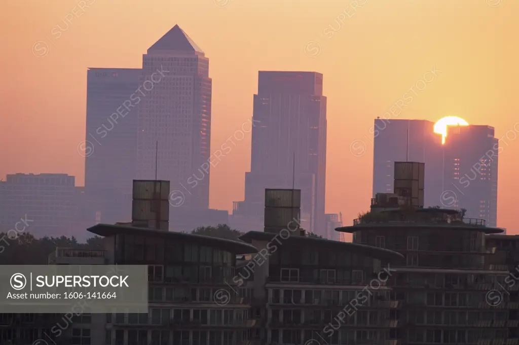 England,London,Docklands,Canary Wharf and Docklands Skyline