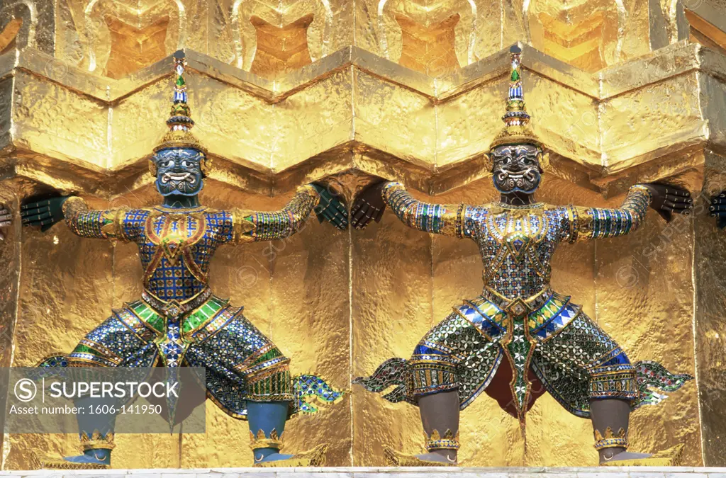 Thailand,Bangkok,Wat Phra Kaeo,Grand Palace,Statues in Wat Phra Kaeo