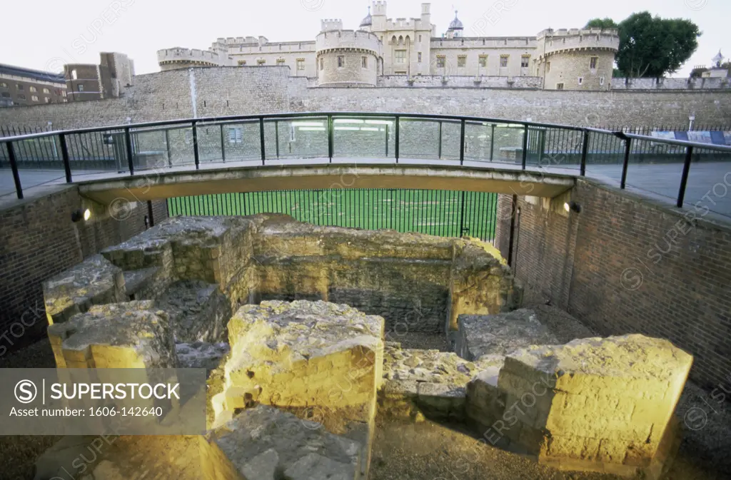 England,London,Tower Hill,Ruins of 13th Century Guard House Guarding Access to the City of London from the East