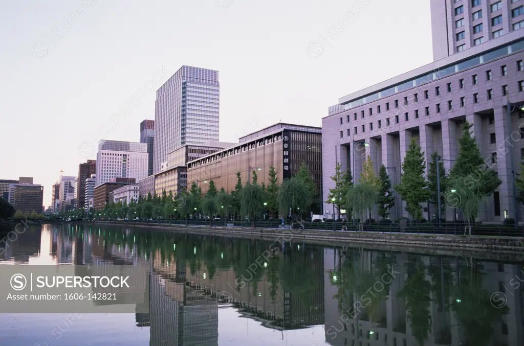 Japan,Tokyo,Hibiya Dori Avenue and Marunouchi Business District Skyline