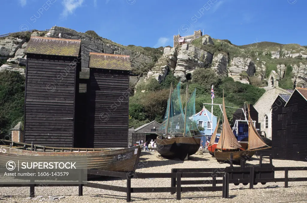 United Kingdom,Great Britain,England,Sussex,Hastings,Net Huts in Hastings Old Town