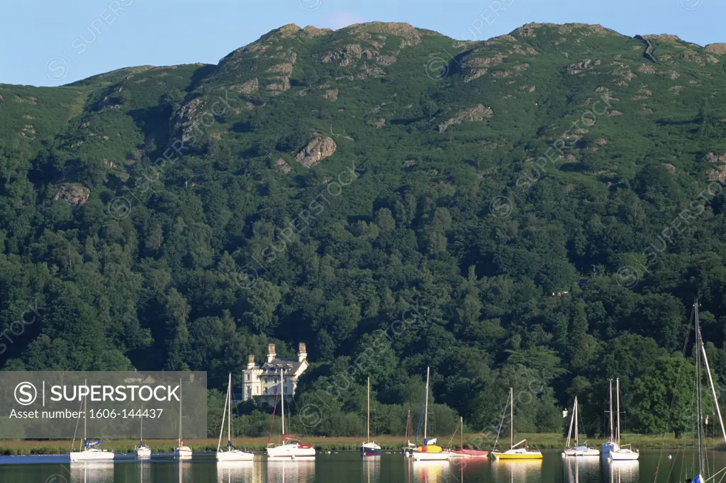 England,Cumbria,Lake District,Yachts on Lake Windermere at Ambleside
