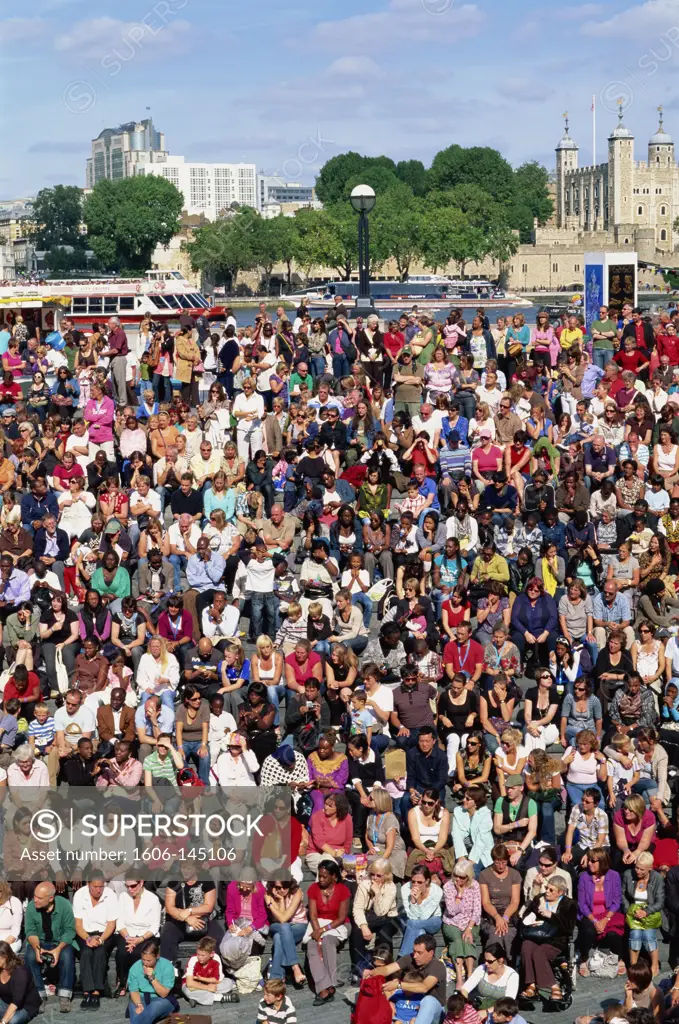 England,London,Southwark,Multi Ethnic Crowd Scene at the Scoop