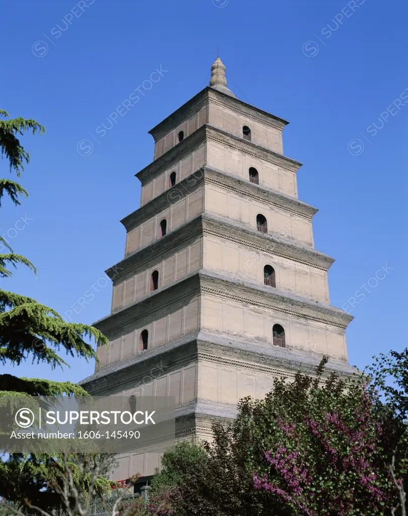 China, Shaanxi Province, Xian, Big Goose Pagoda / Tang Dynasty