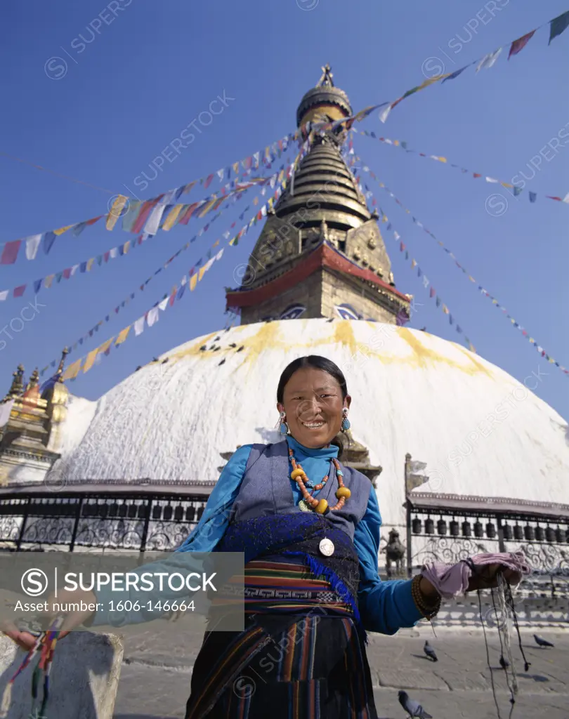 Nepal, Kathmandu, Swayambhunath Temple / Local Vendor