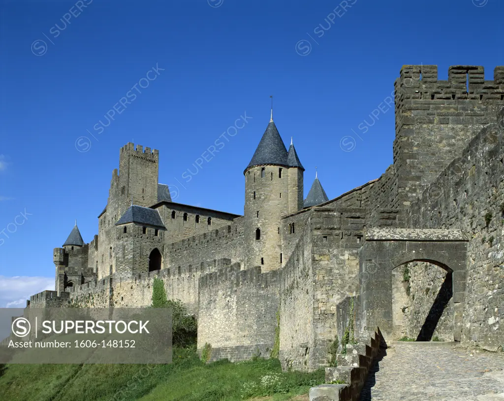 France, Languedoc-Roussillon, Carcassonne, Medieval Citadel / City Walls