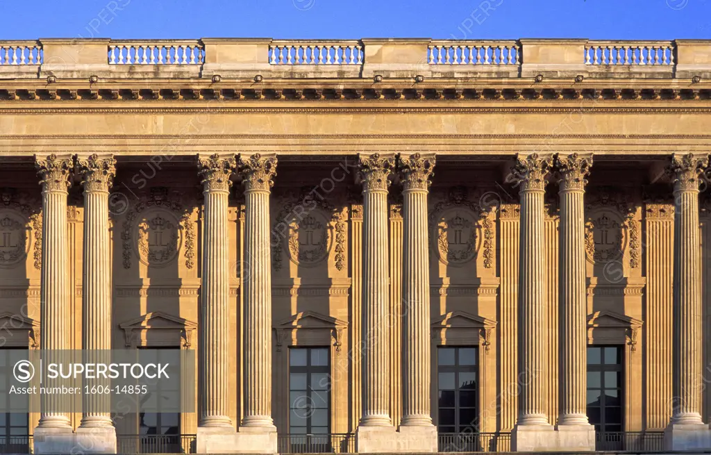 France, Paris, Louvre museum, detail facade