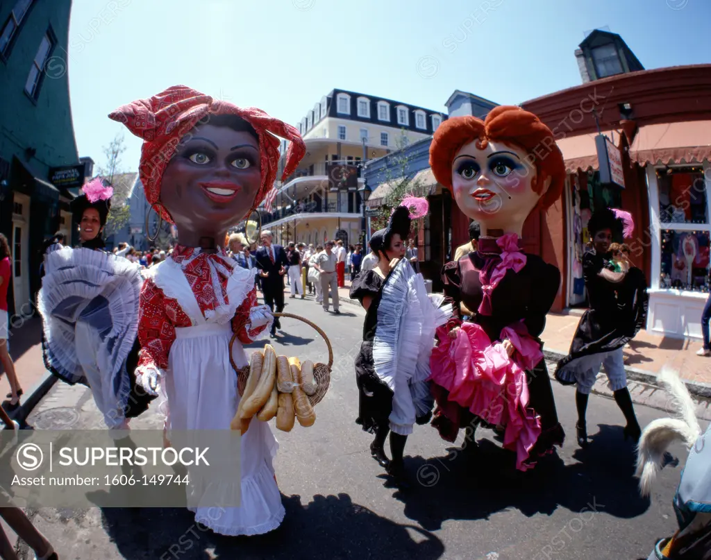 USA, Louisiana, New Orleans, Mardi Gras Parade / People Dressed in Costume