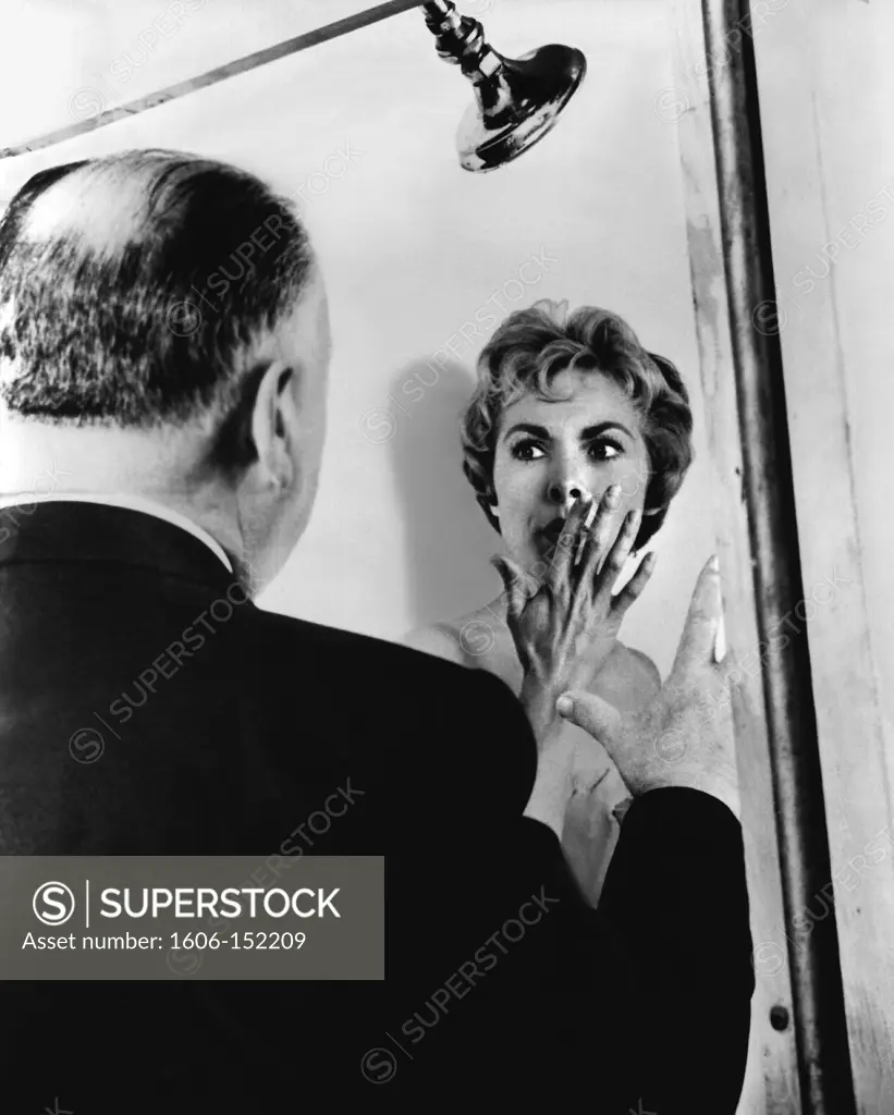 On the set, Alfred Hitchcock, Janet Leigh / Psycho 1960 directed by Alfred Hitchcock