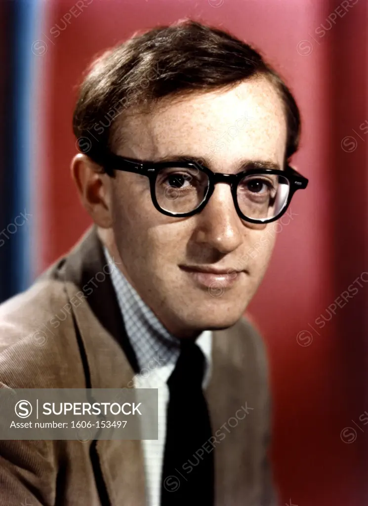 Close-up portrait of Woody Allen in 60's