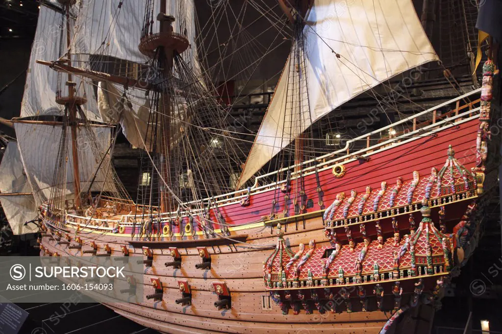 Sweden, Stockholm, Vasa Museum, Vasa warship model,