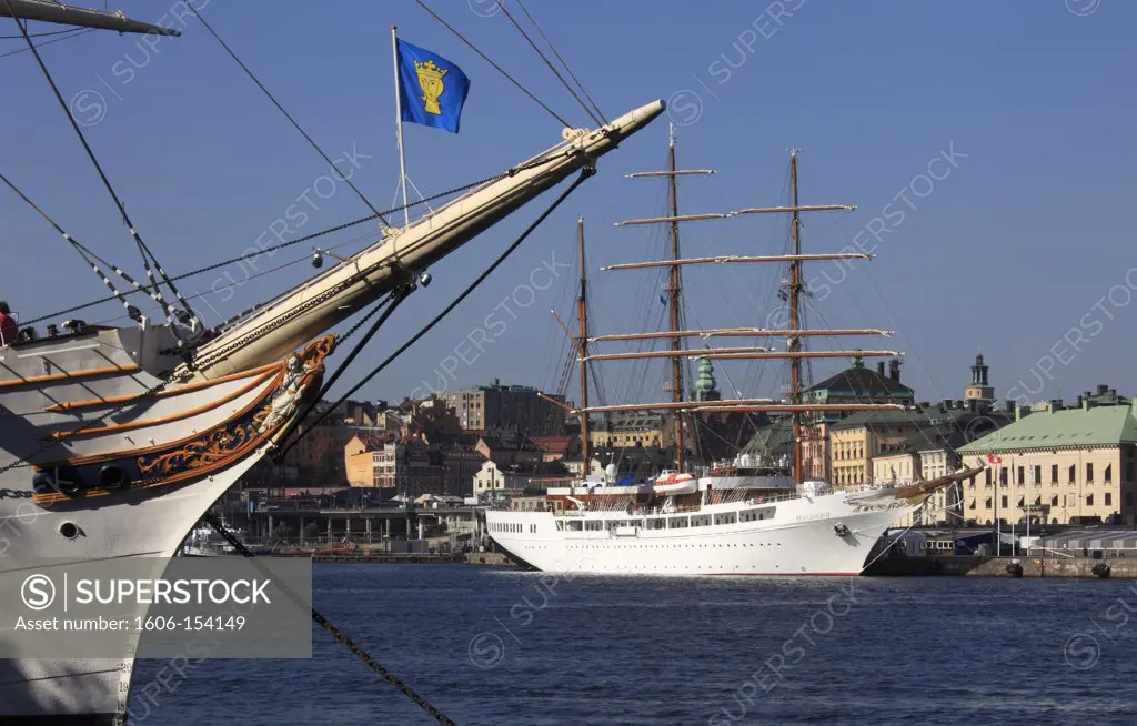 Sweden, Stockholm, sailing ship in the harbour,
