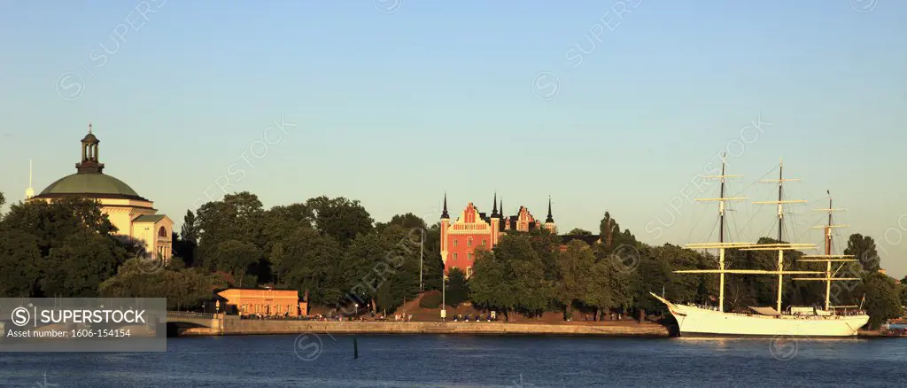 Sweden, Stockholm, Skeppsholmen Island, panoramic view,