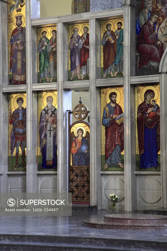 Serbia, Belgrade, St Mark Orthodox Church, interior,