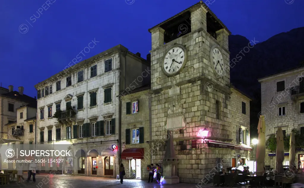 Montenegro, Kotor, Square of Arms, Clock Tower,