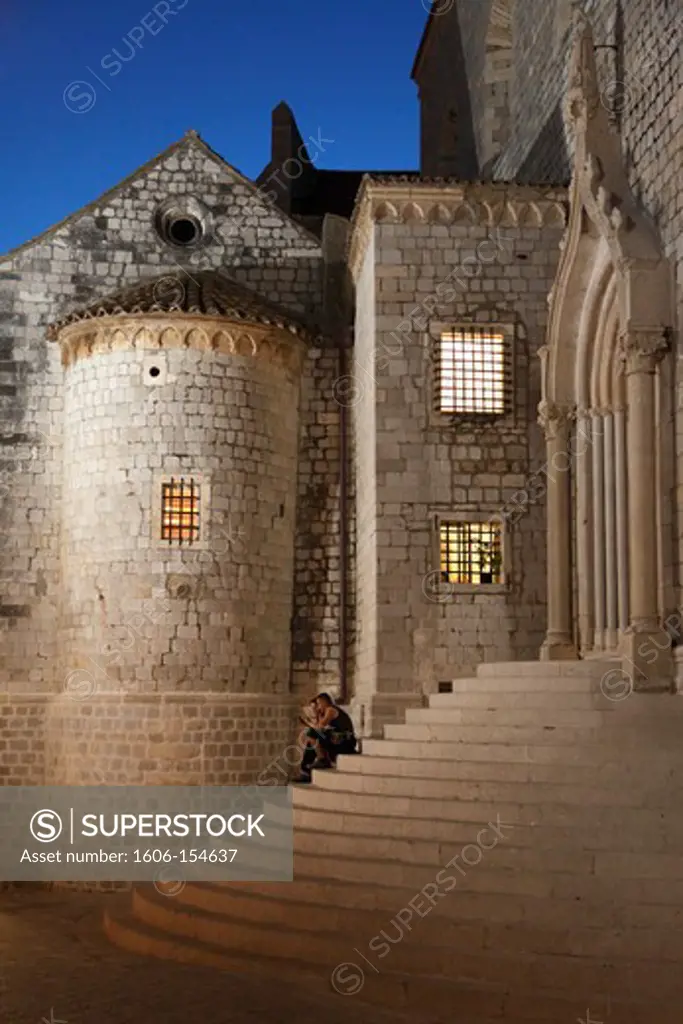Croatia, Dubrovnik, Dominican Monastery at night,