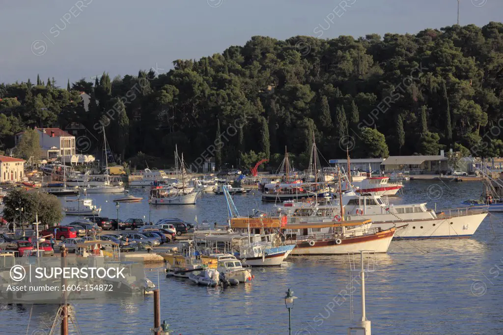 Croatia, Istria, Rovinj, harbour, boats, general view,