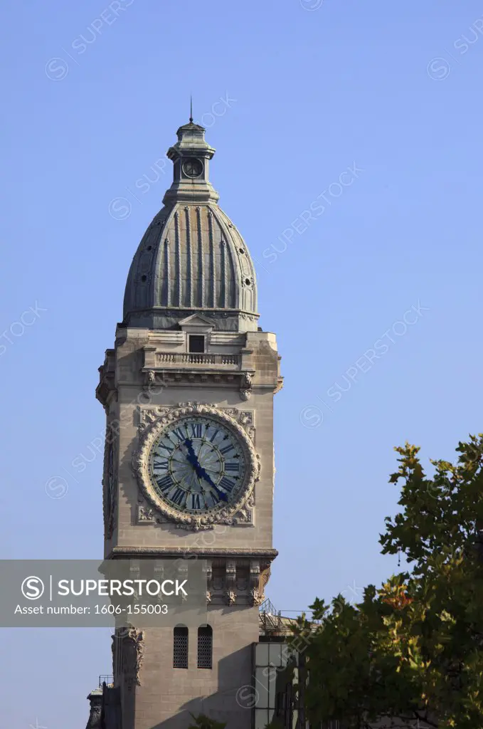 France, Paris, Gare de Lyon, clock tower,
