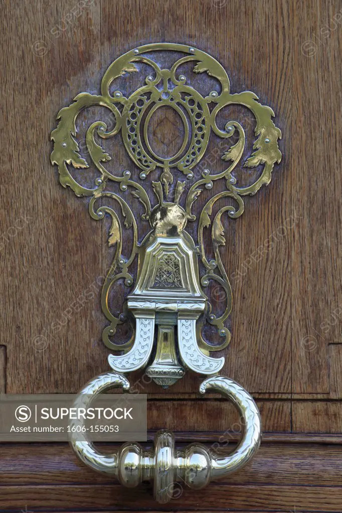 France, Paris, door handle, architecture detail,