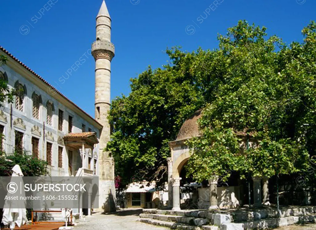 Greece, Dodecanese, Kos, Gazi Hassa Pasha Mosque, Hippocrates Plane Tree,