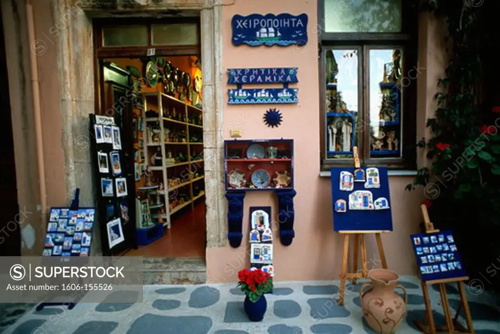 Greece, Crete, Hania, ceramics shop,
