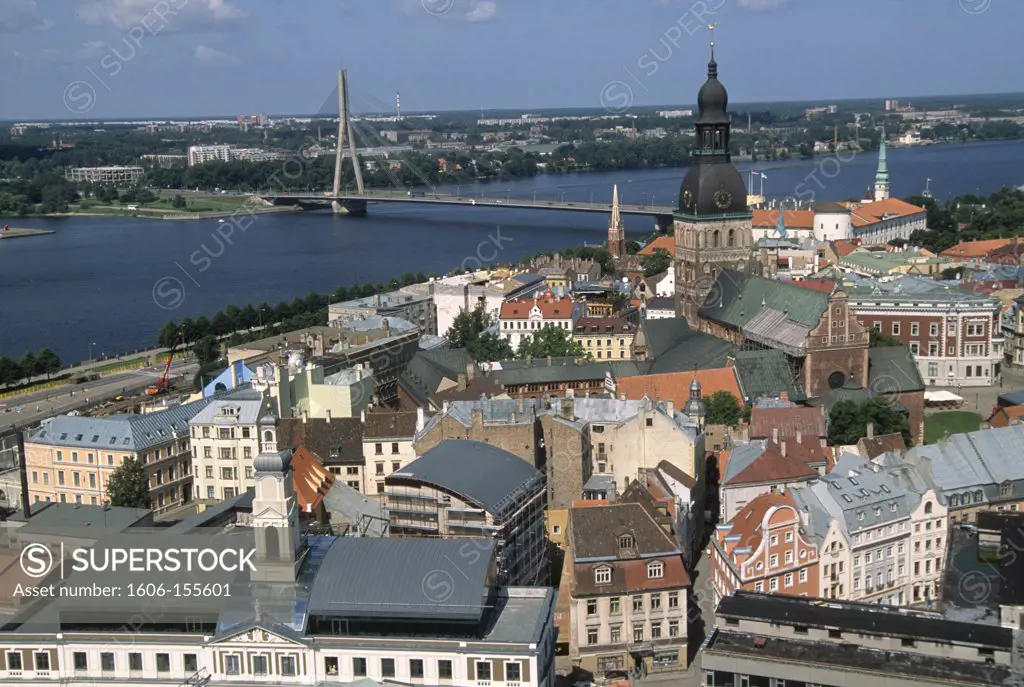 Latvia, Riga, general aerial view,