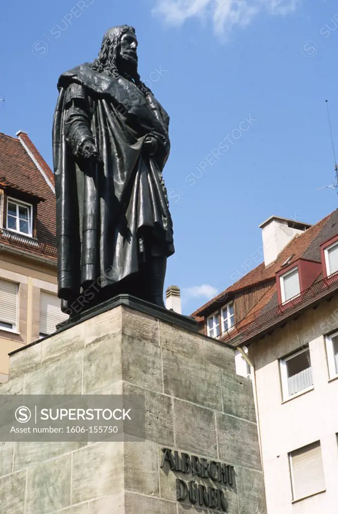 Germany, Bavaria, Nürnberg, Albrecht Dürer statue,