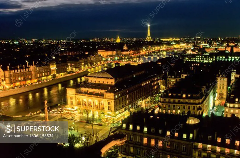 France, Paris, view of the city at night