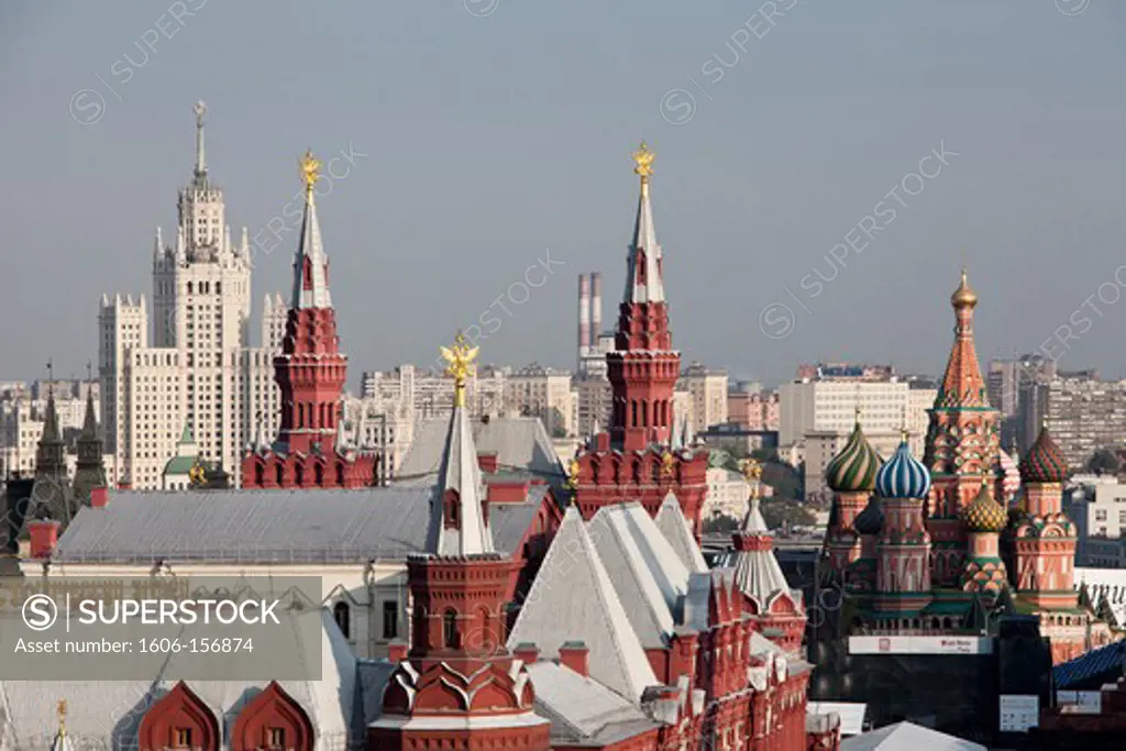 Rusia , Moscow City, San Basil«s Church and History Museum Skyline