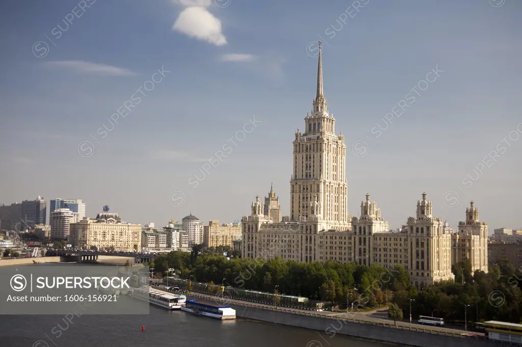 Rusia, Moscow City ,Hotel Ukraina , Moscow River